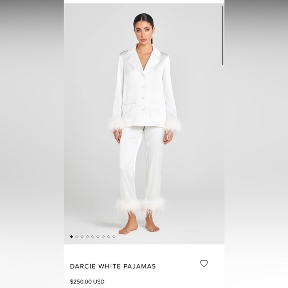 NADINE MERABI Other - NADINE MERABI White Feather Trim Pajama Set
